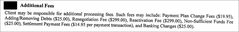 Additional Fees Debt Settlement Agreement